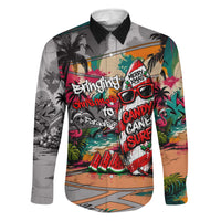 Tropical Christmas In July Candy Cane Surf Family Matching Short Sleeve Bodycon Dress and Hawaiian Shirt Vibrant Street Art Beach Graffiti Graphic TS04 Dad's Shirt - Long Sleeve Orange Grey - Polynesian Pride