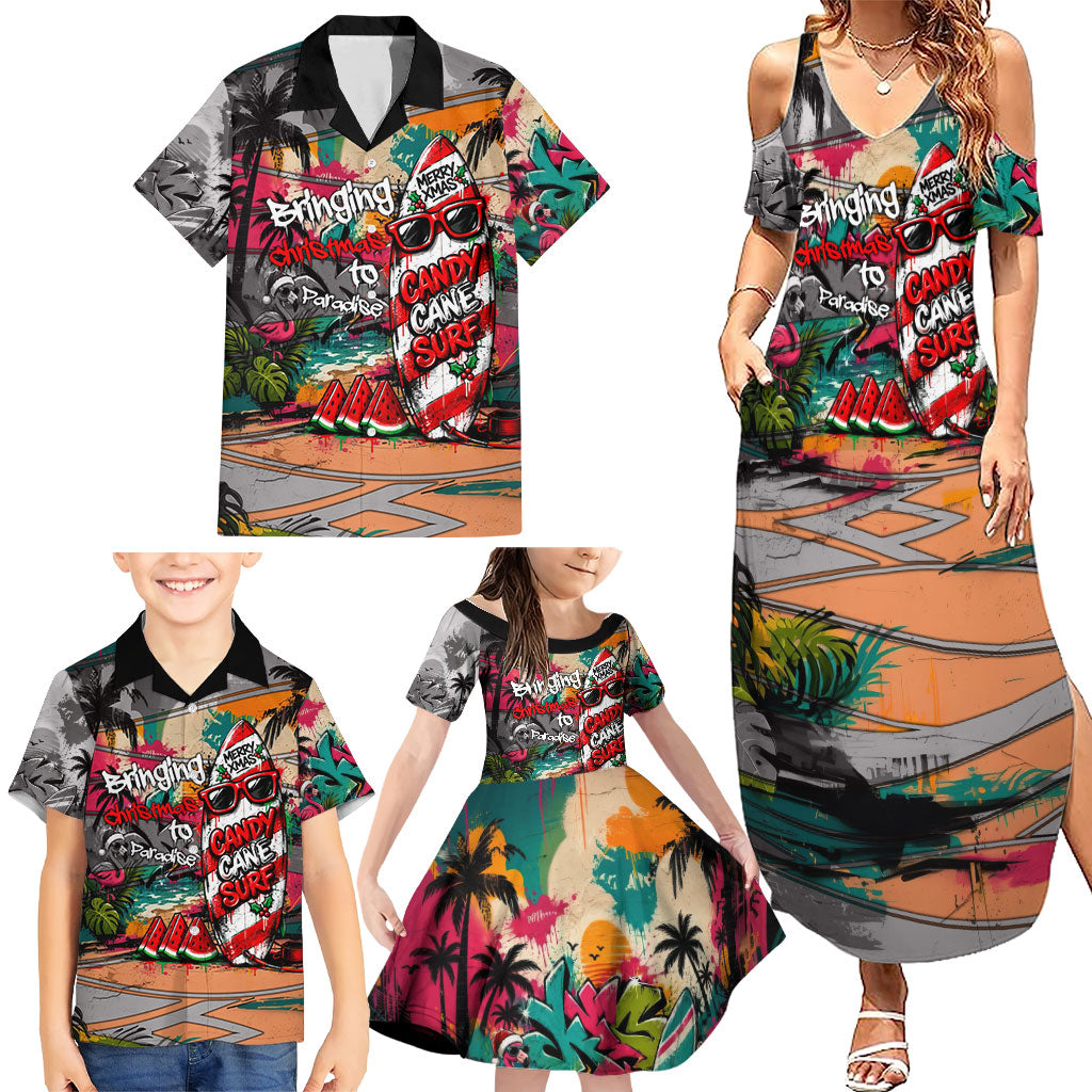 Tropical Christmas In July Candy Cane Surf Family Matching Summer Maxi Dress and Hawaiian Shirt Vibrant Street Art Beach Graffiti Graphic TS04 - Polynesian Pride