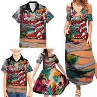 Tropical Christmas In July Candy Cane Surf Family Matching Summer Maxi Dress and Hawaiian Shirt Vibrant Street Art Beach Graffiti Graphic TS04 - Polynesian Pride