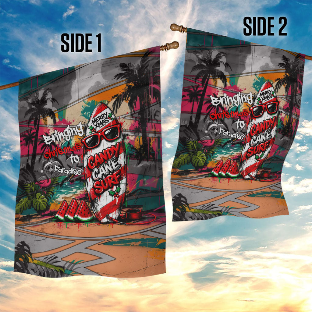 Tropical Christmas In July Candy Cane Surf Garden Flag Vibrant Street Art Beach Graffiti Graphic