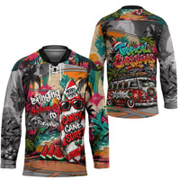 Tropical Christmas In July Candy Cane Surf Hockey Jersey Vibrant Street Art Beach Graffiti Graphic