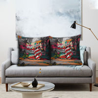 Tropical Christmas In July Candy Cane Surf Pillow Cover Vibrant Street Art Beach Graffiti Graphic