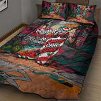 Tropical Christmas In July Candy Cane Surf Quilt Bed Set Vibrant Street Art Beach Graffiti Graphic