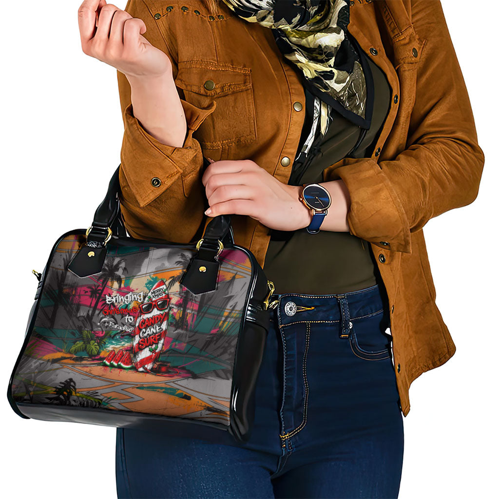 Tropical Christmas In July Candy Cane Surf Shoulder Handbag Vibrant Street Art Beach Graffiti Graphic