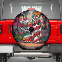 Tropical Christmas In July Candy Cane Surf Spare Tire Cover Vibrant Street Art Beach Graffiti Graphic