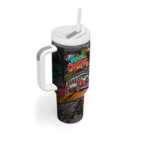Tropical Christmas In July Candy Cane Surf Tumbler With Handle Vibrant Street Art Beach Graffiti Graphic