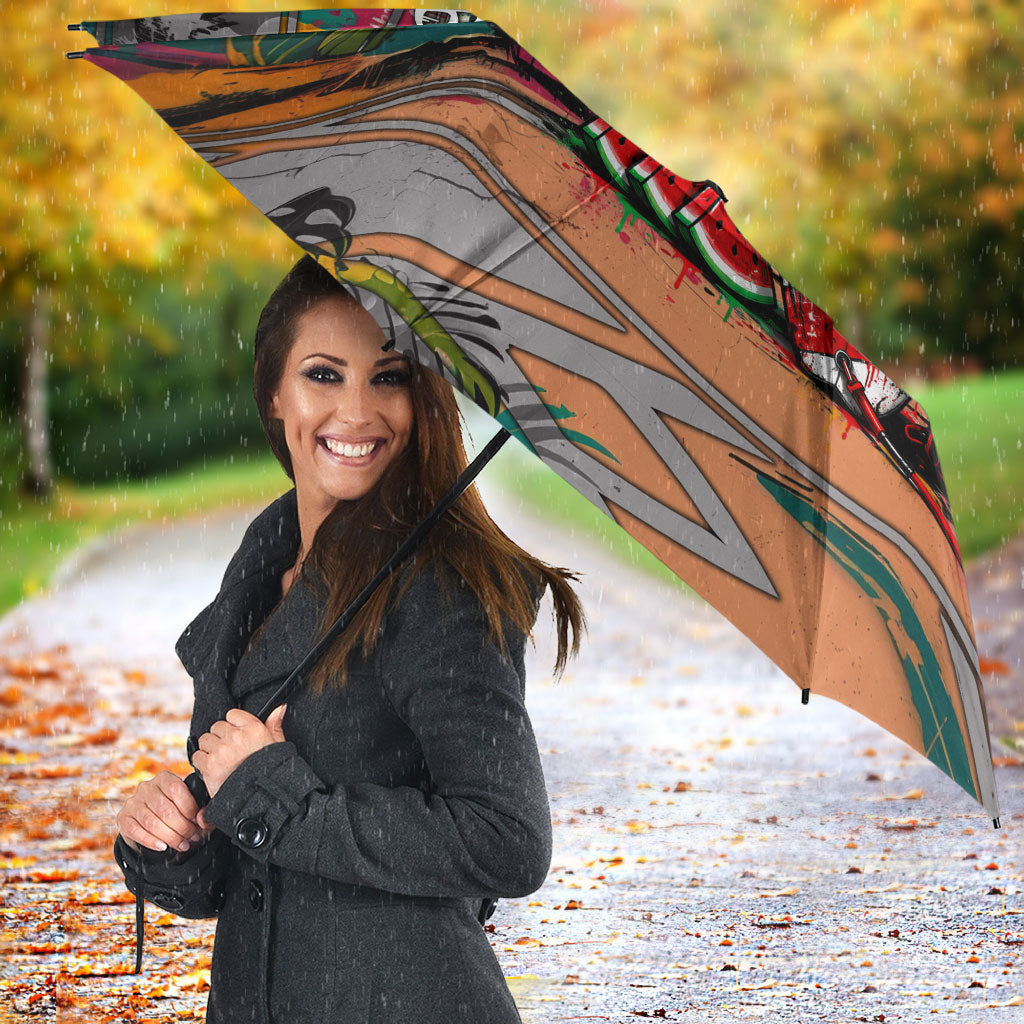 Tropical Christmas In July Candy Cane Surf Umbrella Vibrant Street Art Beach Graffiti Graphic