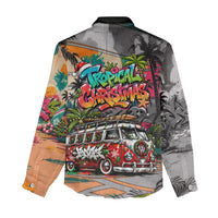 Tropical Christmas In July Candy Cane Surf Women Casual Shirt Vibrant Street Art Beach Graffiti Graphic