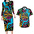 Pineapple Skull Couples Matching Long Sleeve Bodycon Dress and Hawaiian Shirt Sumer Time TS04 - Polynesian Pride