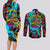 Pineapple Skull Couples Matching Long Sleeve Bodycon Dress and Long Sleeve Button Shirts Sumer Time TS04 Multicolor - Polynesian Pride