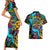 Pineapple Skull Couples Matching Short Sleeve Bodycon Dress and Hawaiian Shirt Sumer Time TS04 Multicolor - Polynesian Pride