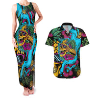 Pineapple Skull Couples Matching Tank Maxi Dress and Hawaiian Shirt Sumer Time TS04 - Polynesian Pride