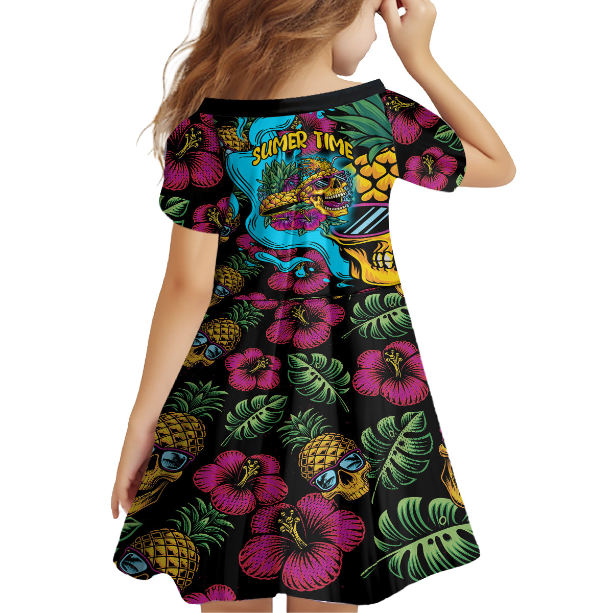 Pineapple Skull Family Matching Summer Maxi Dress and Hawaiian Shirt Sumer Time TS04 - Polynesian Pride