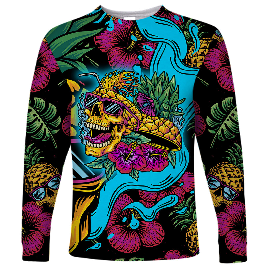 Pineapple Skull Long Sleeve Shirt Sumer Time TS04 - Polynesian Pride