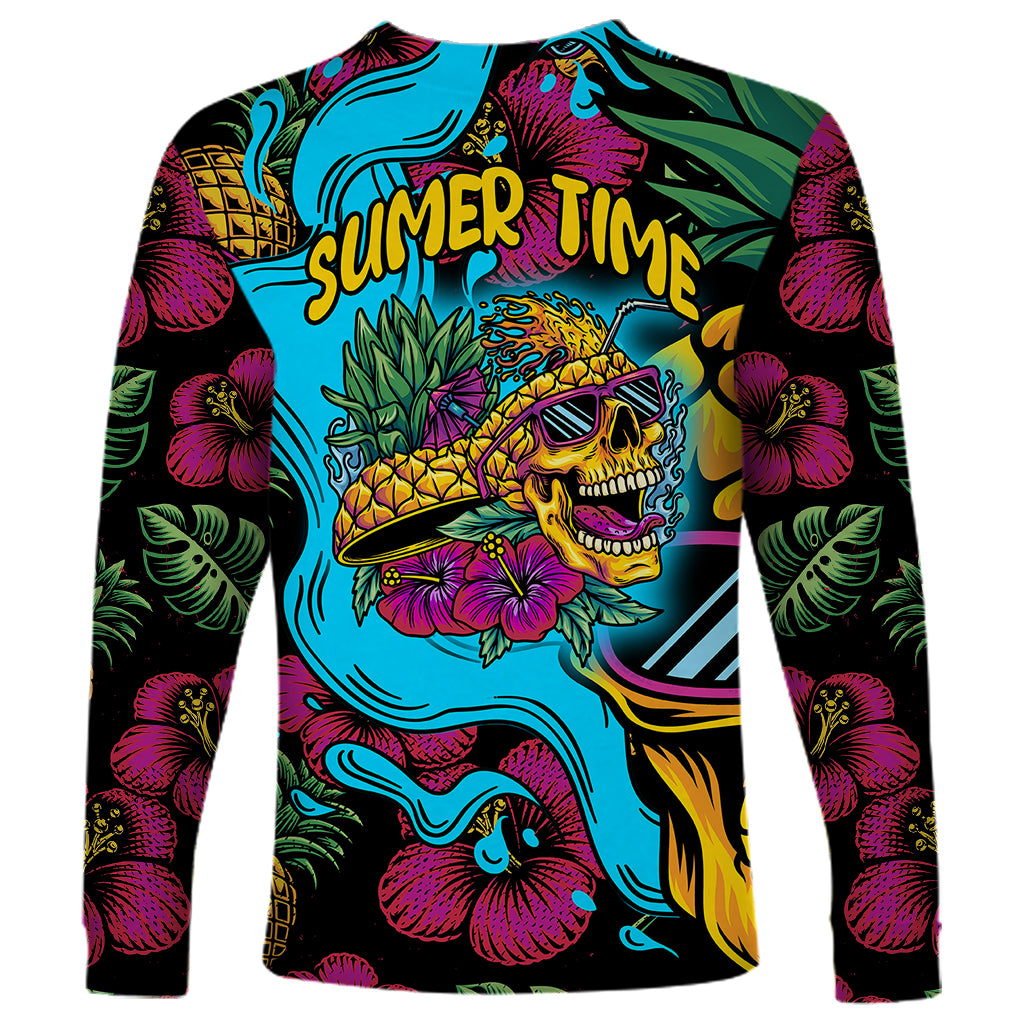 Pineapple Skull Long Sleeve Shirt Sumer Time TS04 Unisex Multicolor - Polynesian Pride