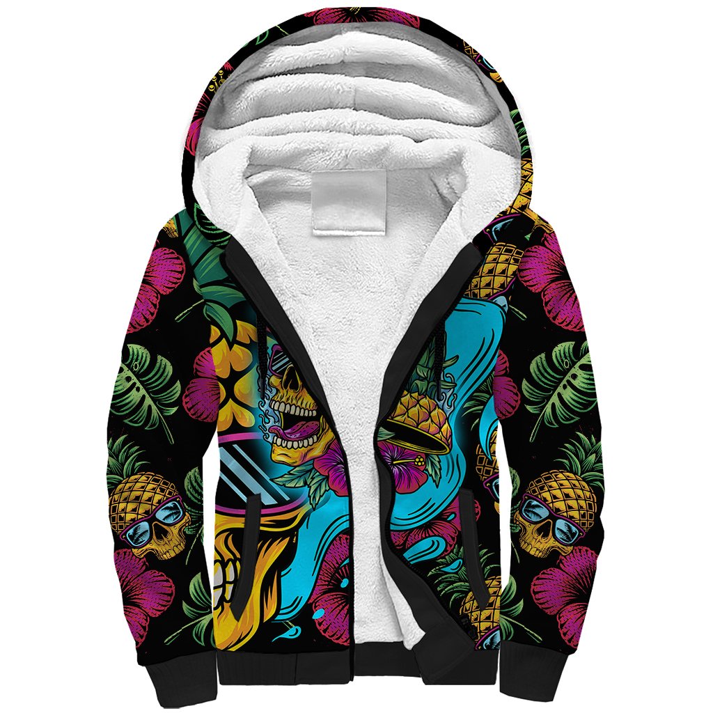 Pineapple Skull Sherpa Hoodie Sumer Time TS04 - Polynesian Pride