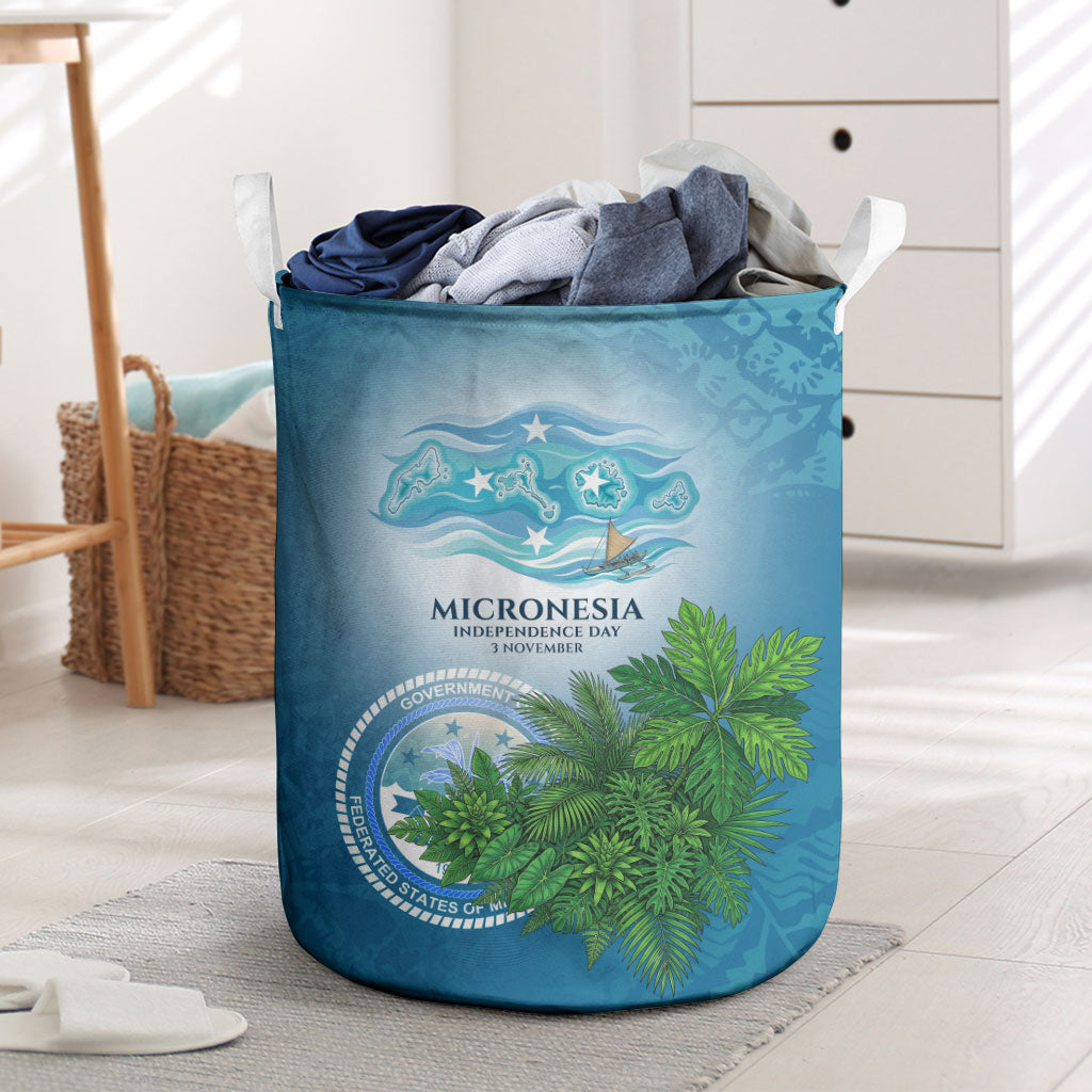 Micronesia Independence Day Laundry Basket FSM Patriotic Pacific Island Nan Madol Ruins Seabird Tropical