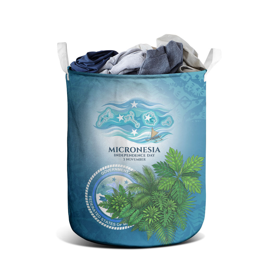 Micronesia Independence Day Laundry Basket FSM Patriotic Pacific Island Nan Madol Ruins Seabird Tropical