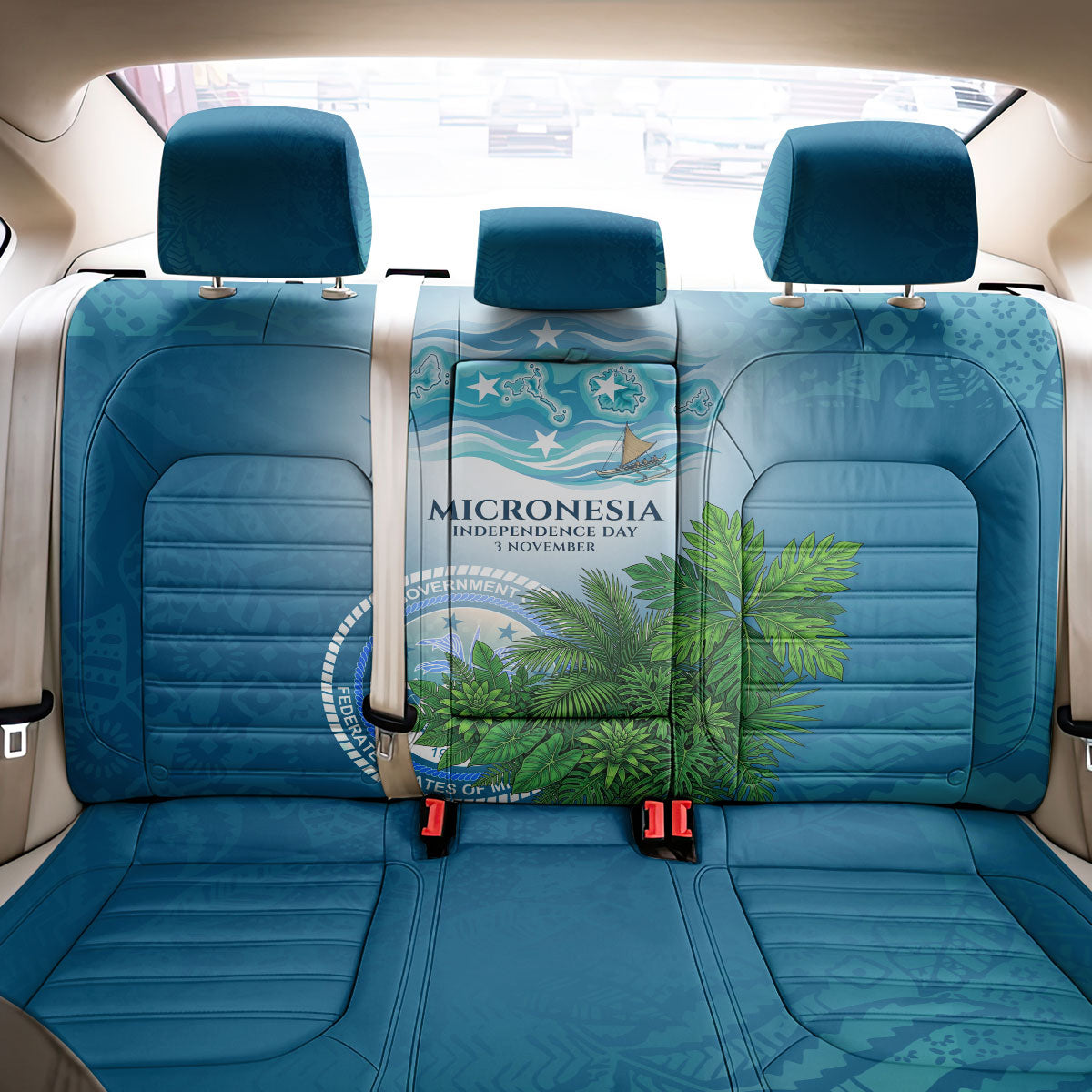 Micronesia Independence Day Back Car Seat Cover FSM Patriotic Pacific Island Nan Madol Ruins Seabird Tropical