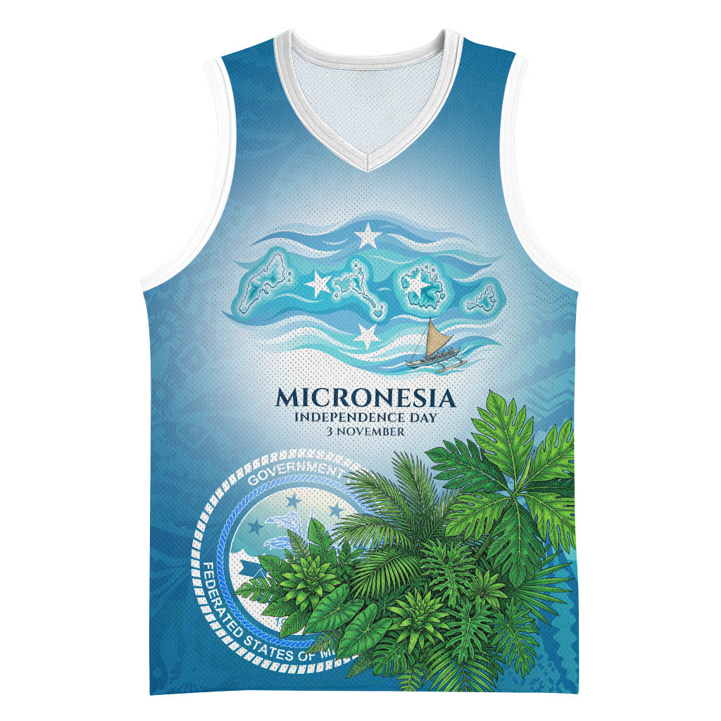 Micronesia Independence Day Basketball Jersey FSM Patriotic Pacific Island Nan Madol Ruins Seabird Tropical