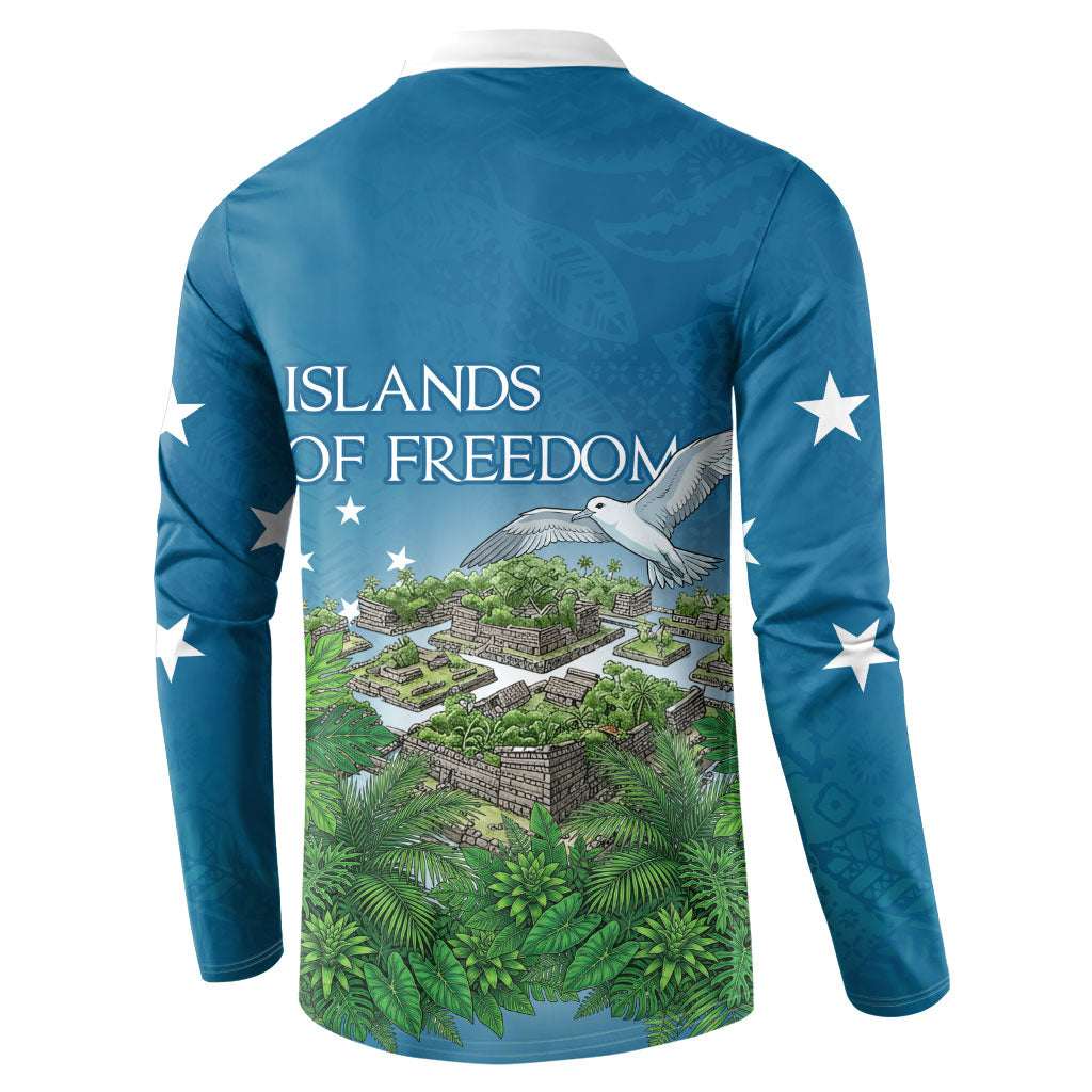 Micronesia Independence Day Button Sweatshirt FSM Patriotic Pacific Island Nan Madol Ruins Seabird Tropical TS04 - Polynesian Pride