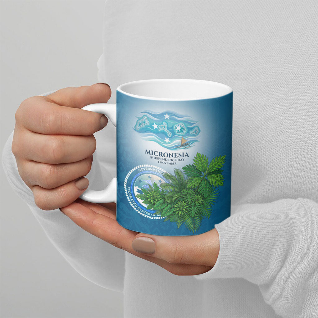 Micronesia Independence Day Ceramic Mug FSM Patriotic Pacific Island Nan Madol Ruins Seabird Tropical