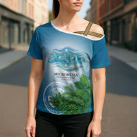 Micronesia Independence Day Cross Shoulder Shirt FSM Patriotic Pacific Island Nan Madol Ruins Seabird Tropical