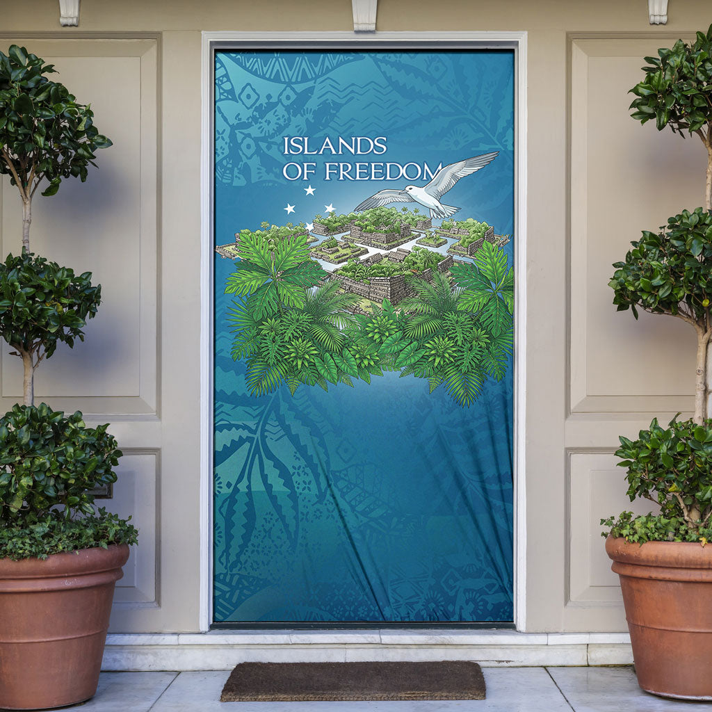 Micronesia Independence Day Door Cover FSM Patriotic Pacific Island Nan Madol Ruins Seabird Tropical