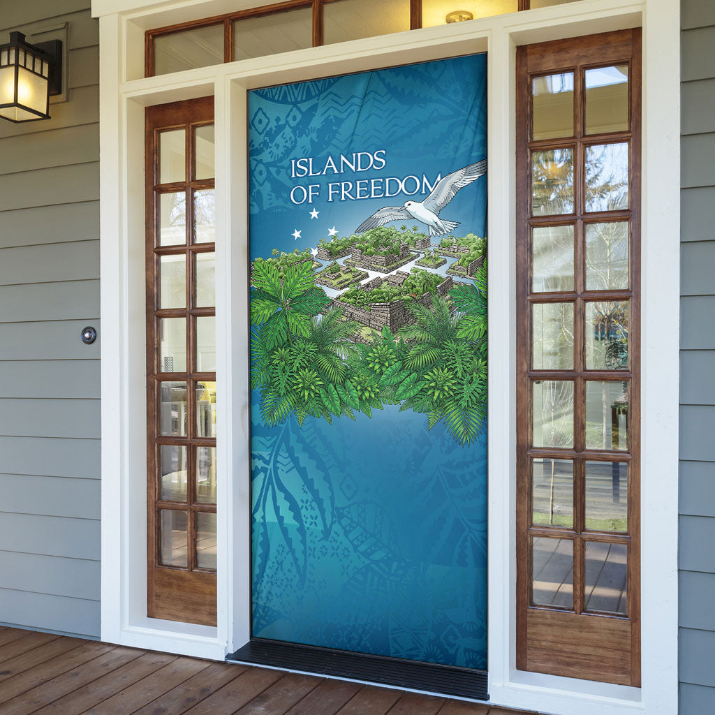 Micronesia Independence Day Door Cover FSM Patriotic Pacific Island Nan Madol Ruins Seabird Tropical
