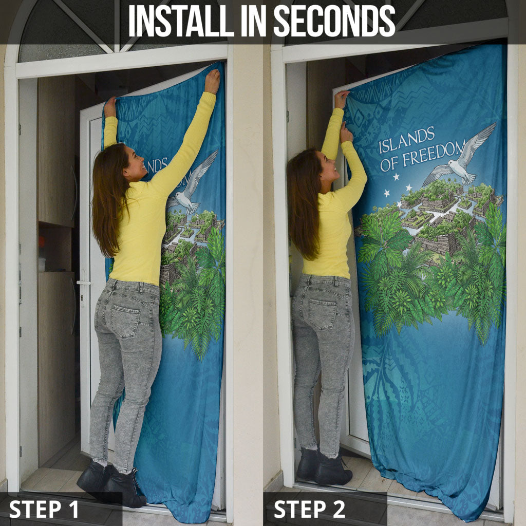 Micronesia Independence Day Door Cover FSM Patriotic Pacific Island Nan Madol Ruins Seabird Tropical
