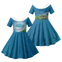 Micronesia Independence Day Family Matching Off The Shoulder Long Sleeve Dress and Hawaiian Shirt FSM Patriotic Pacific Island Nan Madol Ruins Seabird Tropical