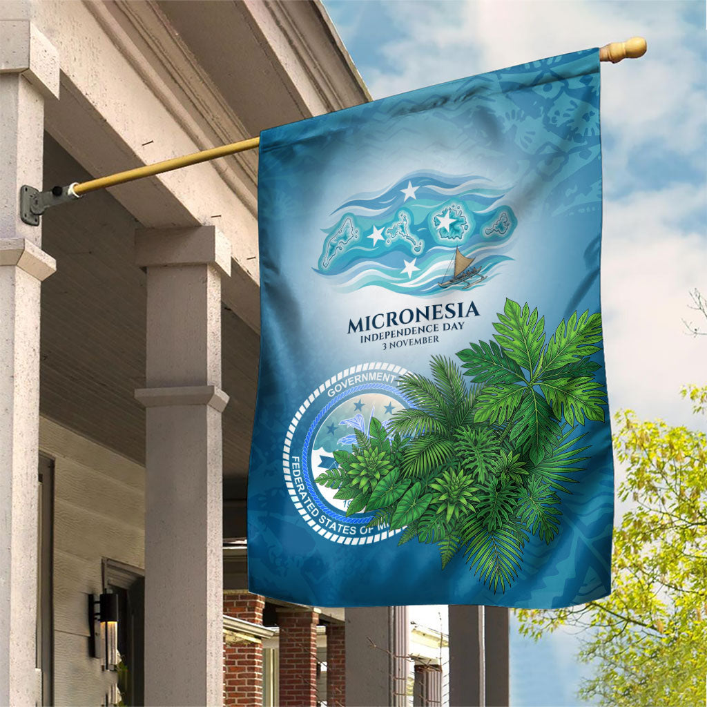 Micronesia Independence Day Garden Flag FSM Patriotic Pacific Island Nan Madol Ruins Seabird Tropical