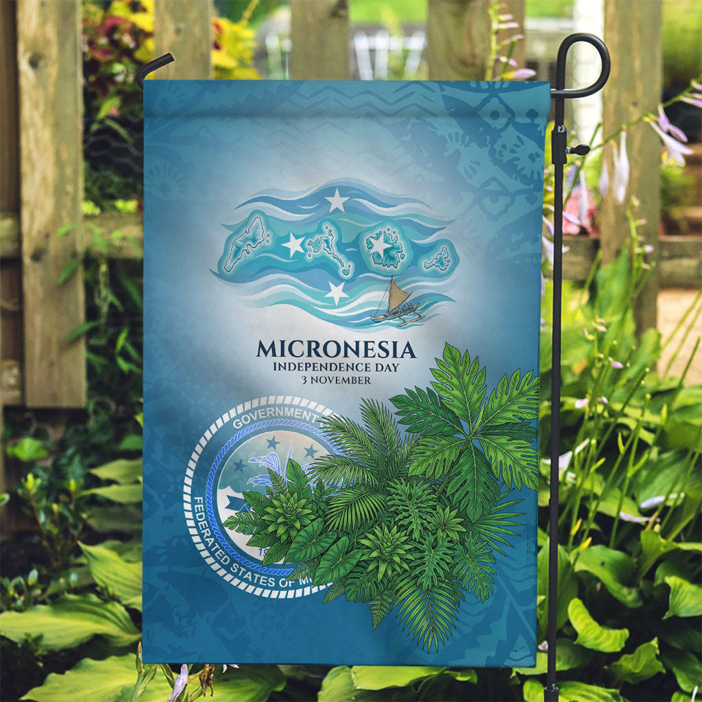 Micronesia Independence Day Garden Flag FSM Patriotic Pacific Island Nan Madol Ruins Seabird Tropical