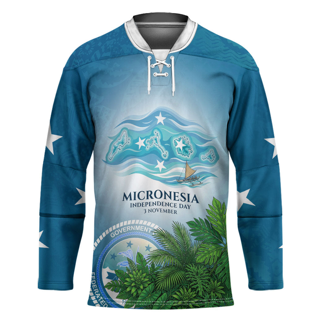 Micronesia Independence Day Hockey Jersey FSM Patriotic Pacific Island Nan Madol Ruins Seabird Tropical