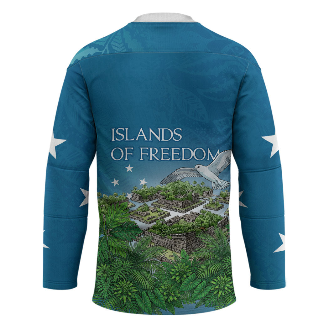 Micronesia Independence Day Hockey Jersey FSM Patriotic Pacific Island Nan Madol Ruins Seabird Tropical