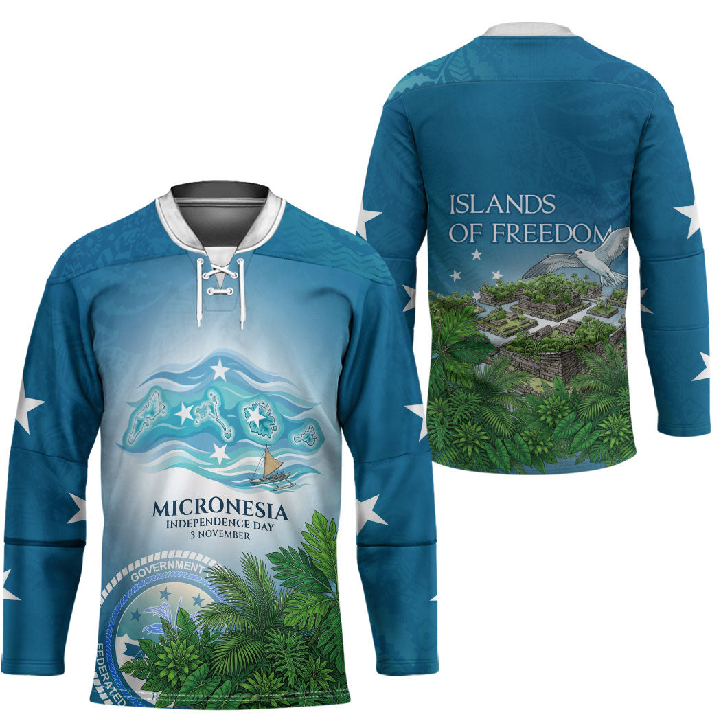 Micronesia Independence Day Hockey Jersey FSM Patriotic Pacific Island Nan Madol Ruins Seabird Tropical
