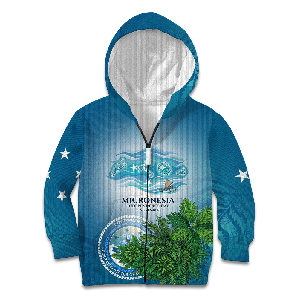 Micronesia Independence Day Kid Hoodie FSM Patriotic Pacific Island Nan Madol Ruins Seabird Tropical