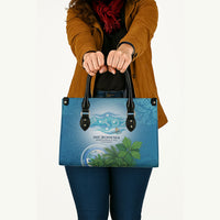 Micronesia Independence Day Leather Bag FSM Patriotic Pacific Island Nan Madol Ruins Seabird Tropical