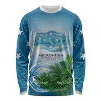 Micronesia Independence Day Long Sleeve Shirt FSM Patriotic Pacific Island Nan Madol Ruins Seabird Tropical