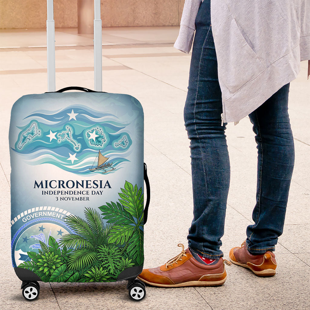 Micronesia Independence Day Luggage Cover FSM Patriotic Pacific Island Nan Madol Ruins Seabird Tropical