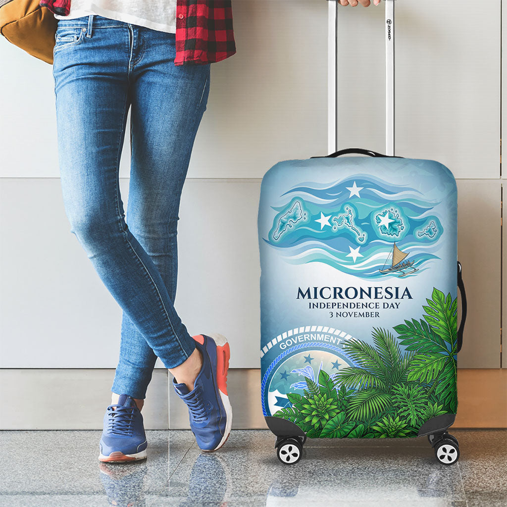 Micronesia Independence Day Luggage Cover FSM Patriotic Pacific Island Nan Madol Ruins Seabird Tropical