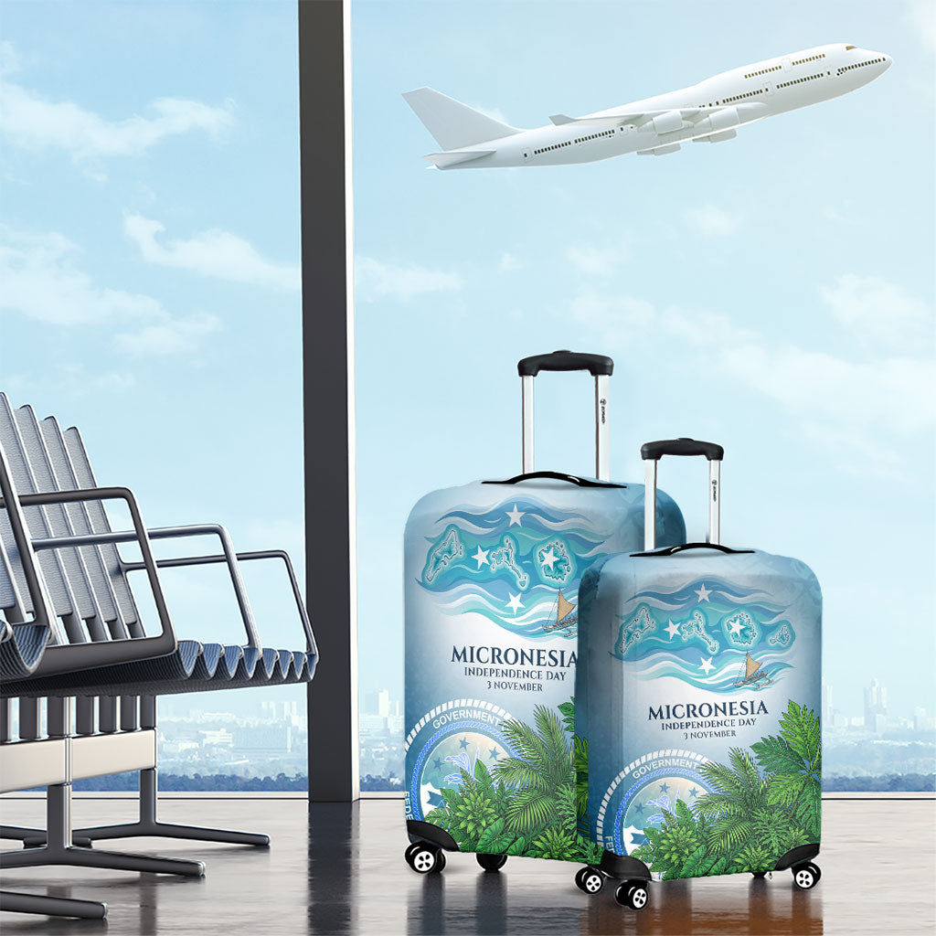Micronesia Independence Day Luggage Cover FSM Patriotic Pacific Island Nan Madol Ruins Seabird Tropical