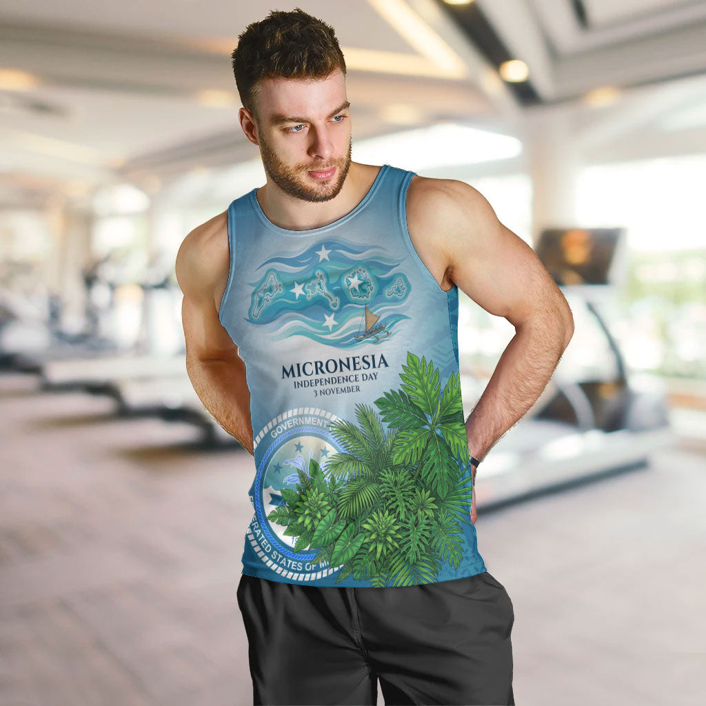 Micronesia Independence Day Men Tank Top FSM Patriotic Pacific Island Nan Madol Ruins Seabird Tropical
