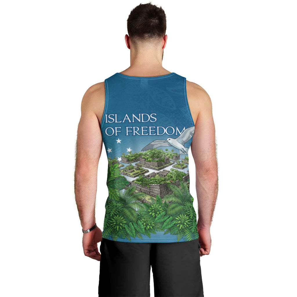 Micronesia Independence Day Men Tank Top FSM Patriotic Pacific Island Nan Madol Ruins Seabird Tropical