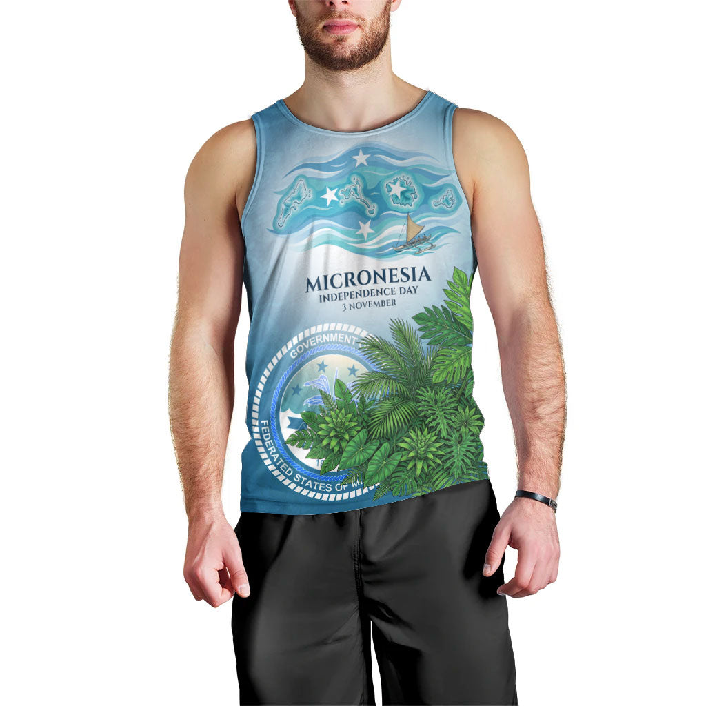 Micronesia Independence Day Men Tank Top FSM Patriotic Pacific Island Nan Madol Ruins Seabird Tropical