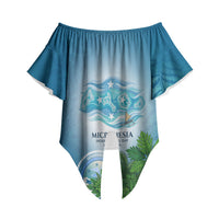 Micronesia Independence Day Off Shoulder Wrap Waist Top FSM Patriotic Pacific Island Nan Madol Ruins Seabird Tropical