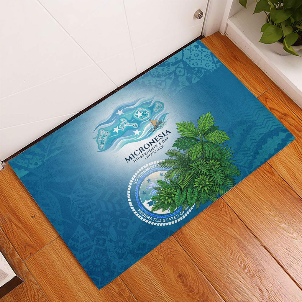 Micronesia Independence Day Rubber Doormat FSM Patriotic Pacific Island Nan Madol Ruins Seabird Tropical