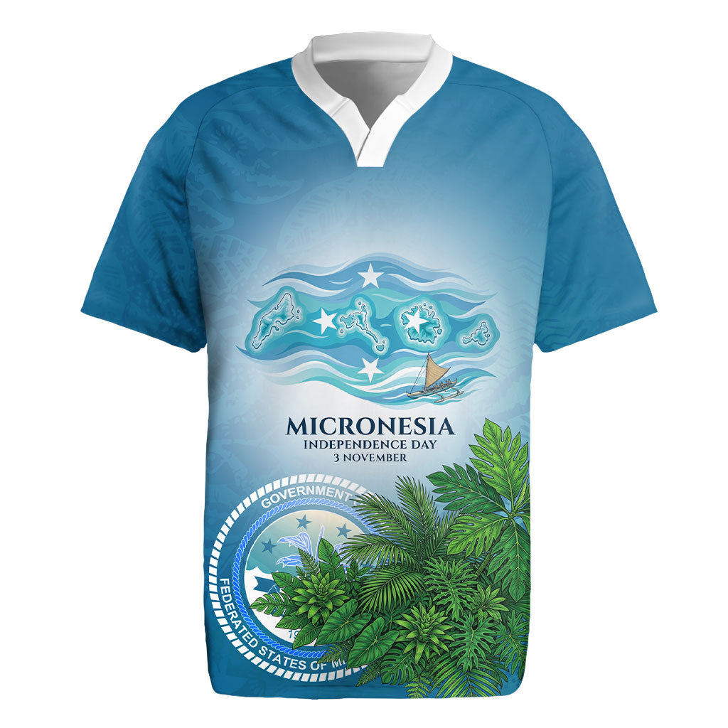 Micronesia Independence Day Rugby Jersey FSM Patriotic Pacific Island Nan Madol Ruins Seabird Tropical