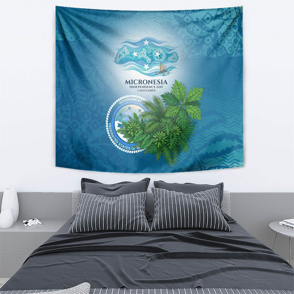 Micronesia Independence Day Tapestry FSM Patriotic Pacific Island Nan Madol Ruins Seabird Tropical