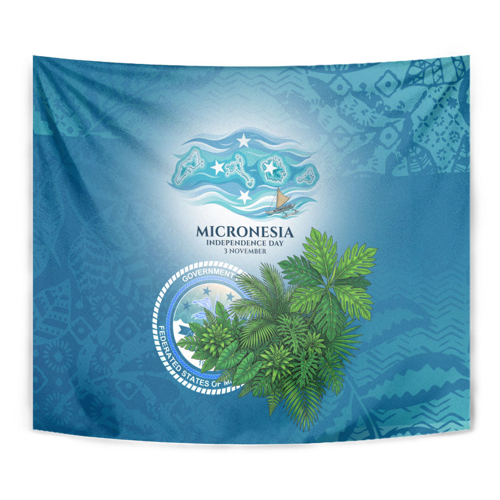 Micronesia Independence Day Tapestry FSM Patriotic Pacific Island Nan Madol Ruins Seabird Tropical